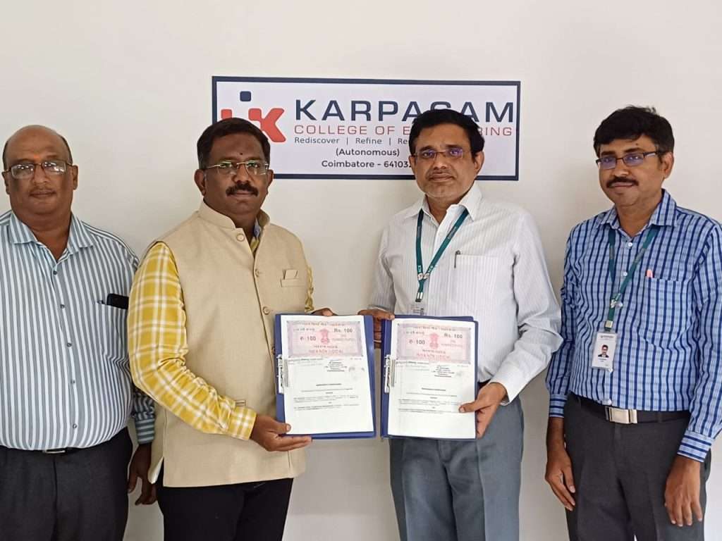 MOU signed @ Karpagam College of Engineering